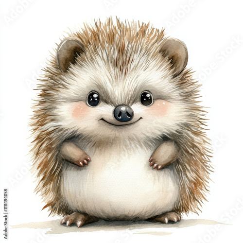 Cute hedgehog illustration with friendly expression and soft colors