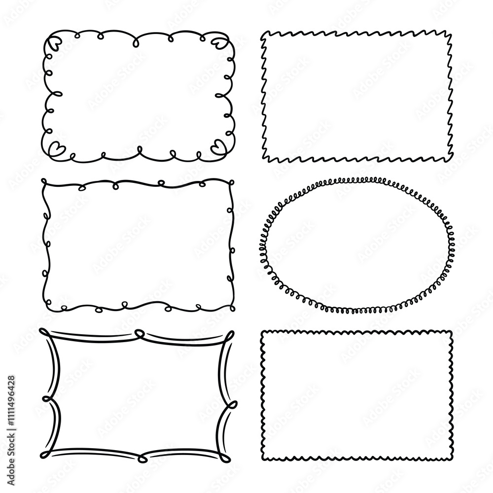 Set of hand drawn frame vector Set of hand drawn frame vector