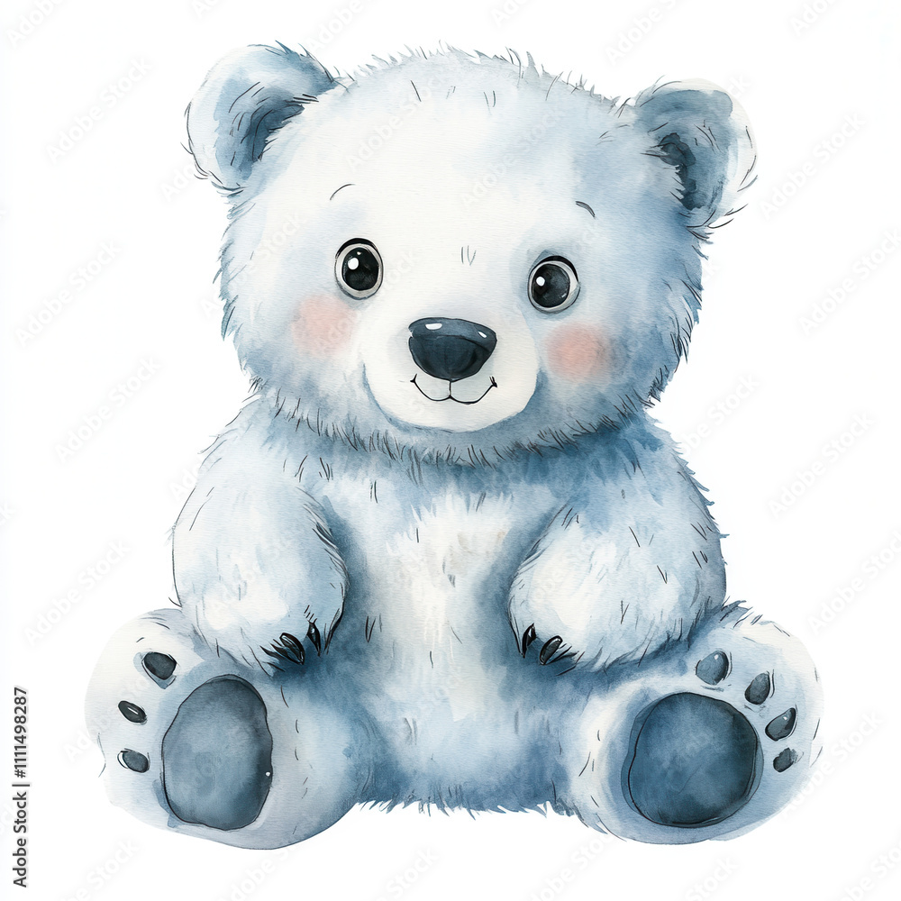 Cute polar bear doll illustration with soft colors and friendly expression