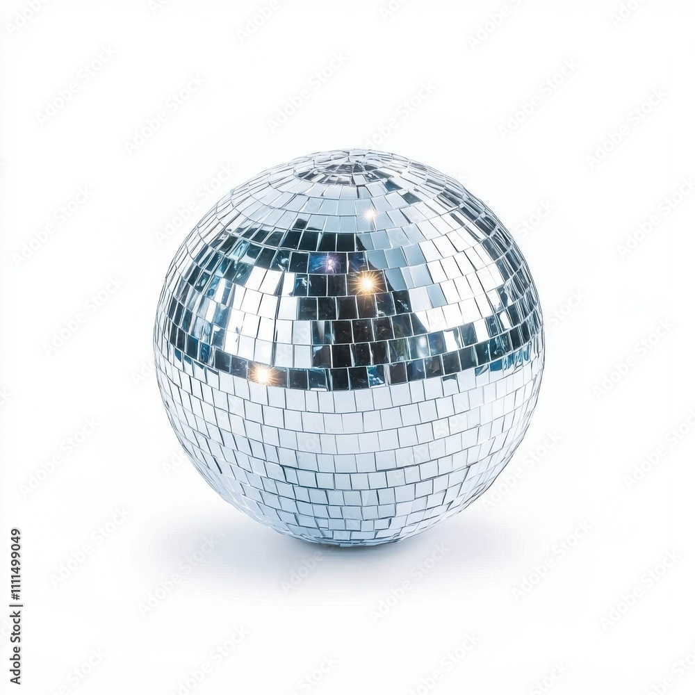 Fototapeta premium Festive christmas disco ball decoration on white background celebratory atmosphere minimalist design for holiday cheer