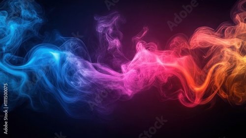 Colorful Smoke Swirls in Abstract Design Element on Dark Background