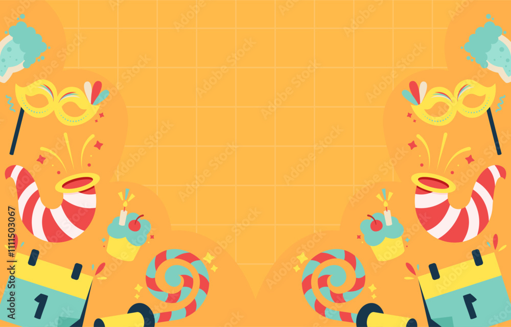 Obraz premium Happy new year background with patterns vector illustration
