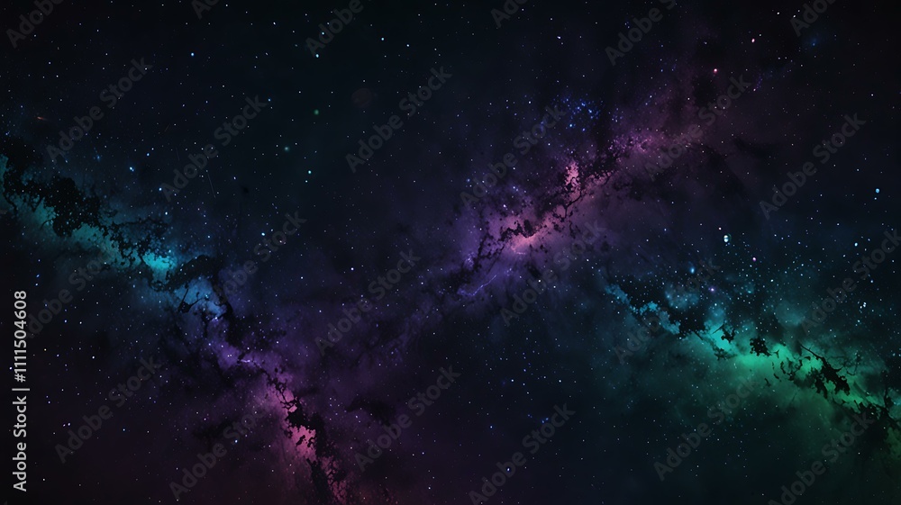 Fototapeta premium Dark galaxy background with data points glowing like stars.