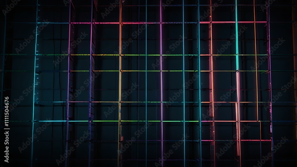 Digital neon gridlines fading into a deep, dark gradient.