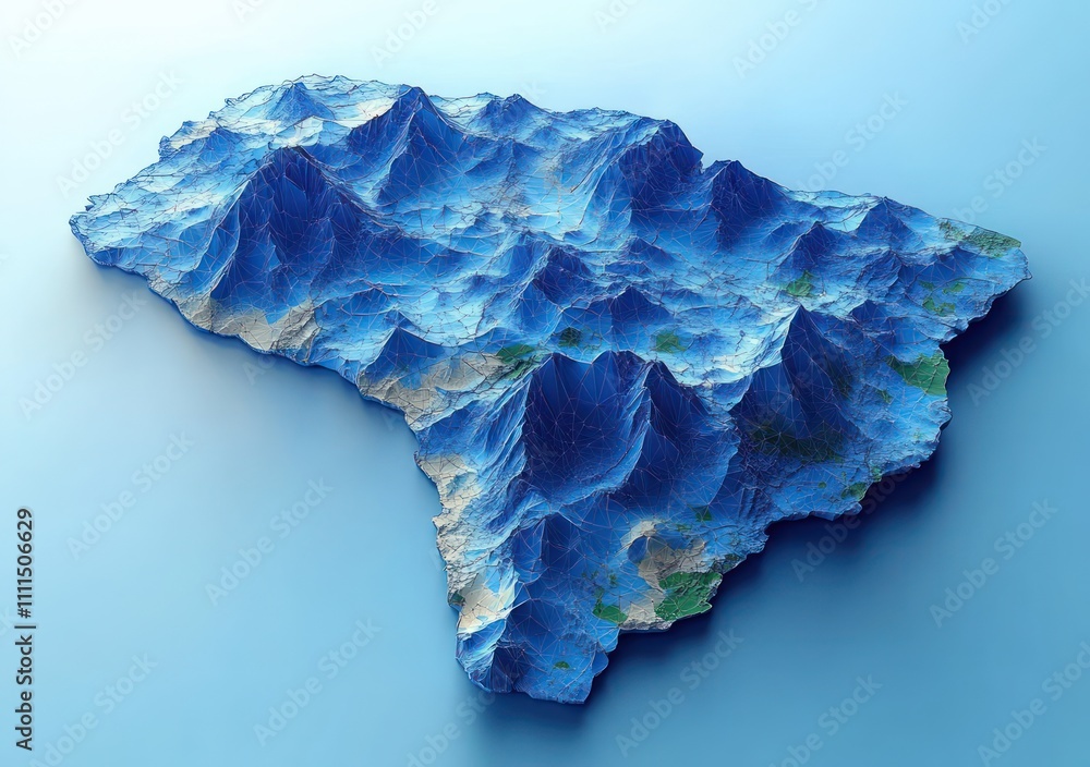 Fototapeta premium Minimalist Blue Map of Brazil on White Background