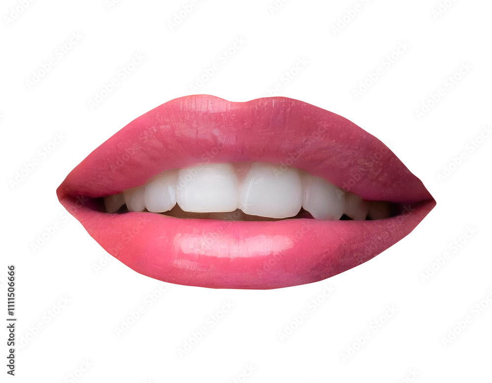 Sexy female lips with pink lipstick isolated on white Sexy female lips with pink lipstick isolated on white