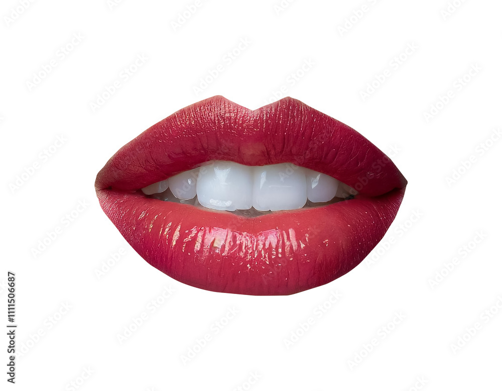 Sexy female lips with red lipstick isolated on white Sexy female lips with red lipstick isolated on white