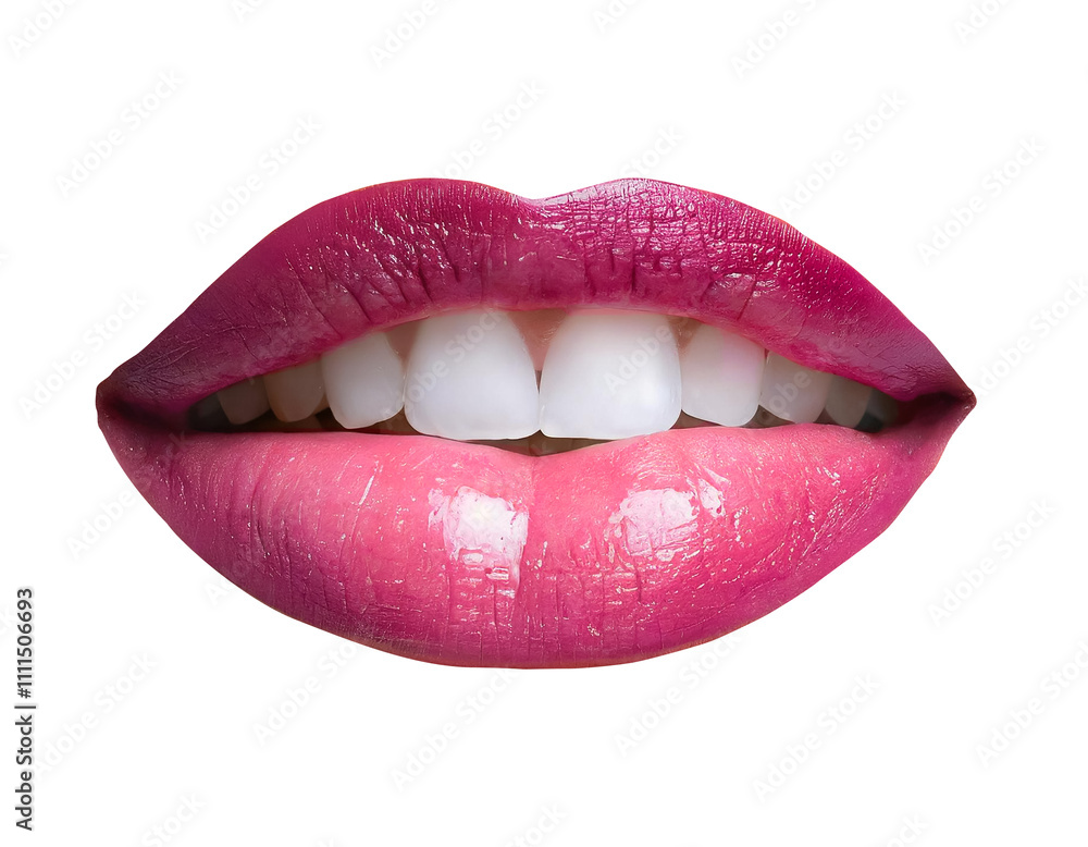 Sexy female lips with pink lipstick isolated on white Sexy female lips with pink lipstick isolated on white