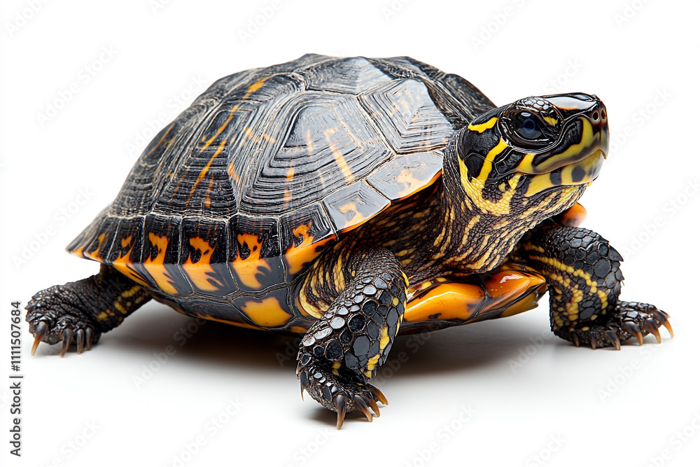A vibrant three sided turtle displays its shell A vibrant three sided turtle displays its shell