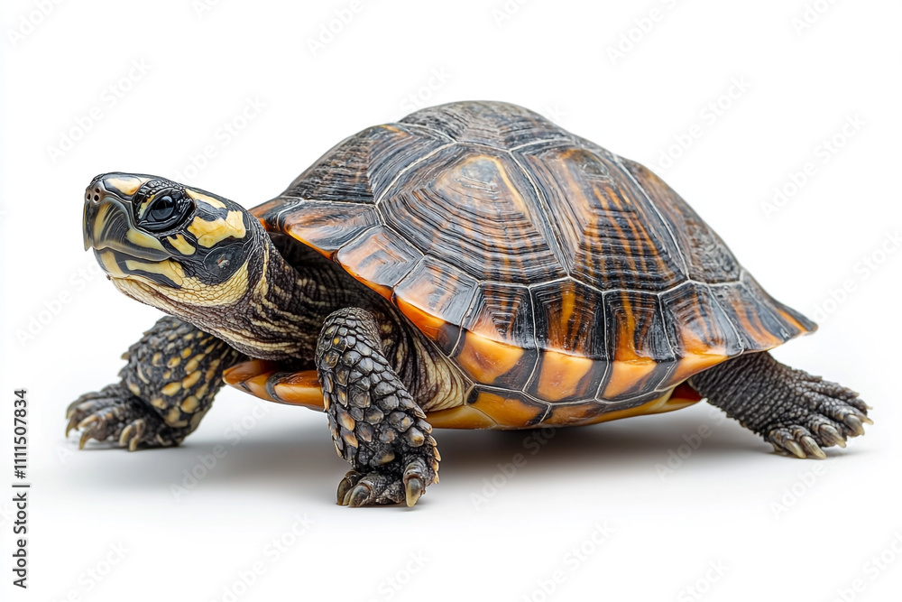 Obraz premium A Juvenile Yellow Footed Tortoise Crawls Forward