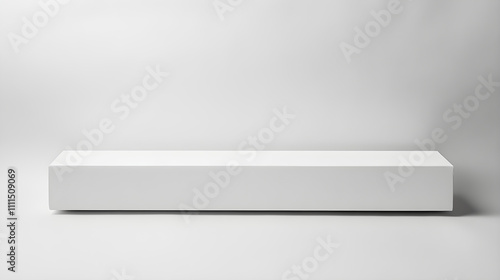 Minimalistic Elegance: Sleek Long Rectangular White Box on Pristine White Background