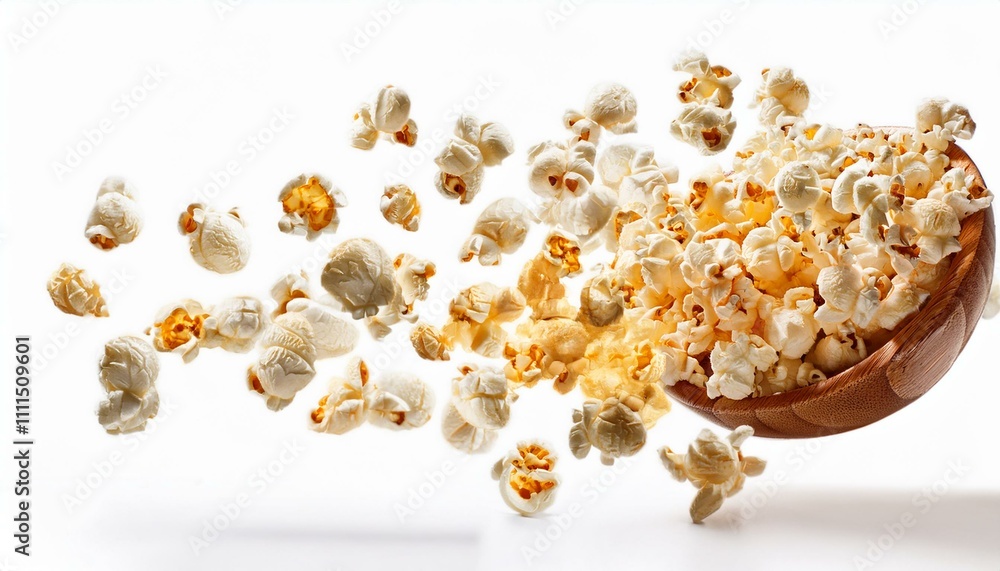 Popcorn in air on isolated white background Popcorn in air on isolated white background