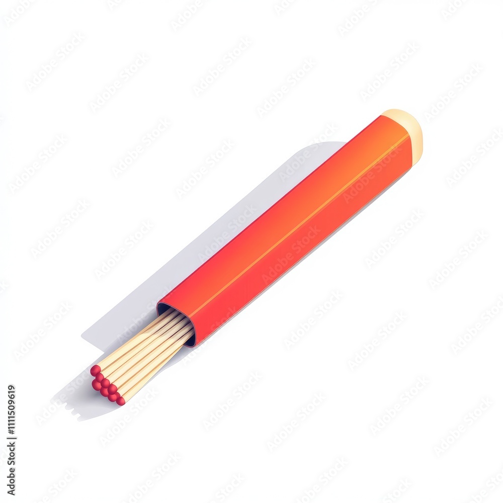 Red matchbox with matches spilling out. Red matchbox with matches spilling out.