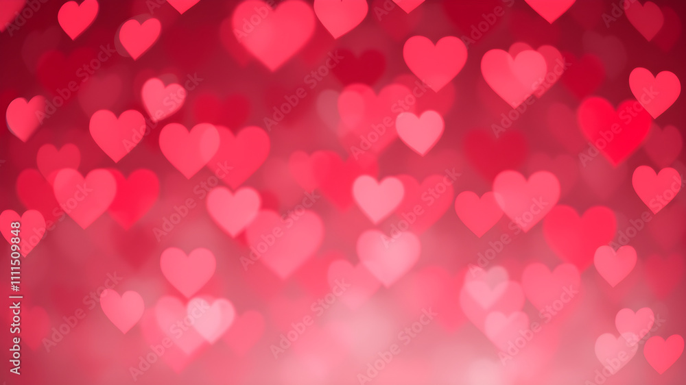 Red Heart-Shaped Bokeh Lights on a Romantic Background Red Heart-Shaped Bokeh Lights on a Romantic Background