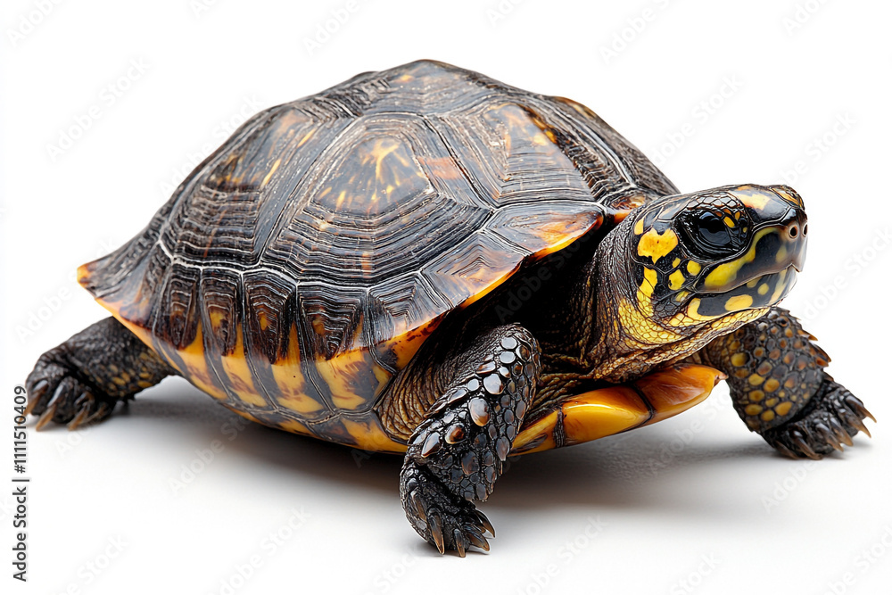Fototapeta premium Yellow Footed Tortoise Shell Pattern Closeup View