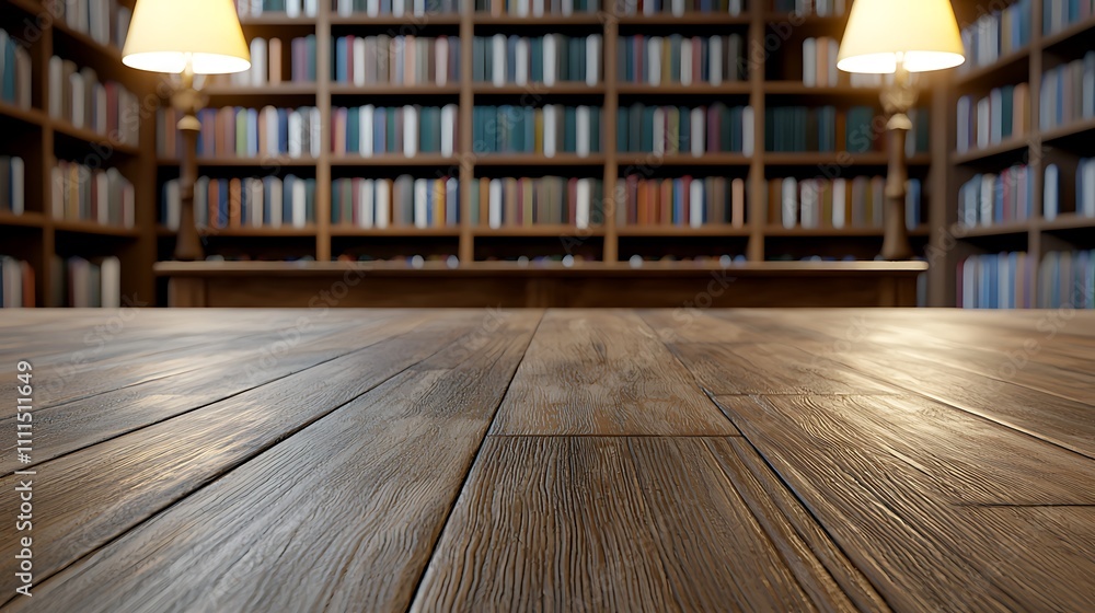Rustic Wooden Tabletop Bookshelf Background Library Study Rustic Wooden Tabletop Bookshelf Background Library Study