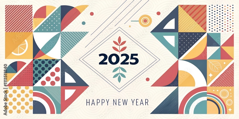 Creative concept of Happy New Year 2025 card. Modern abstract art design with geometric shapes. Templates for celebration, ads, branding, banner, cover, label, poster, sales, flyer, web page, Creative concept of Happy New Year 2025 card. Modern abstract art design with geometric shapes. Templates for celebration, ads, branding, banner, cover, label, poster, sales, flyer, web page,
