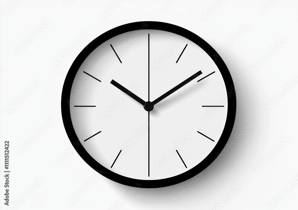 Minimalist Black Analog Clock Icon on White Background Minimalist Black Analog Clock Icon on White Background