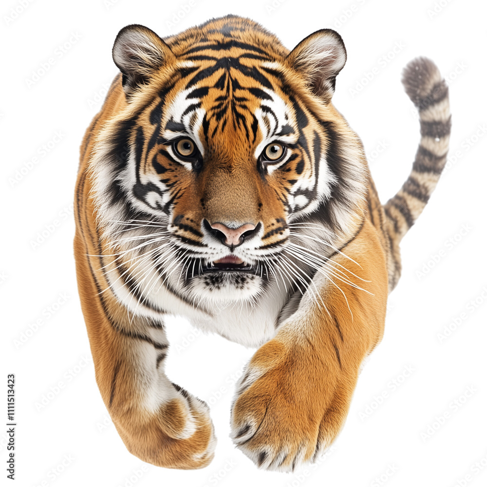 Fototapeta premium Leaping Tiger, Transparent background 
