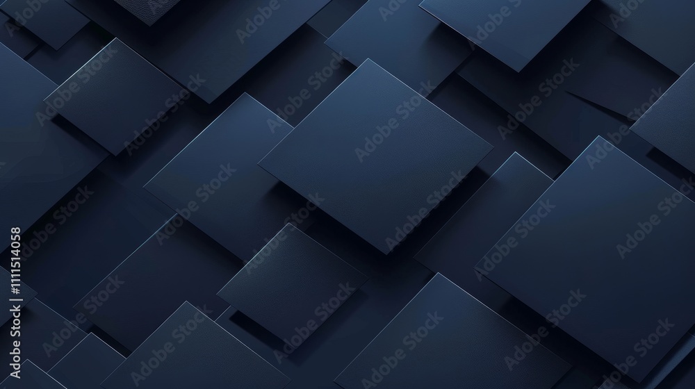 Overlapping dark blue squares create a modern and geometric design, forming an abstract background with a sense of depth and dimension Overlapping dark blue squares create a modern and geometric design, forming an abstract background with a sense of depth and dimension