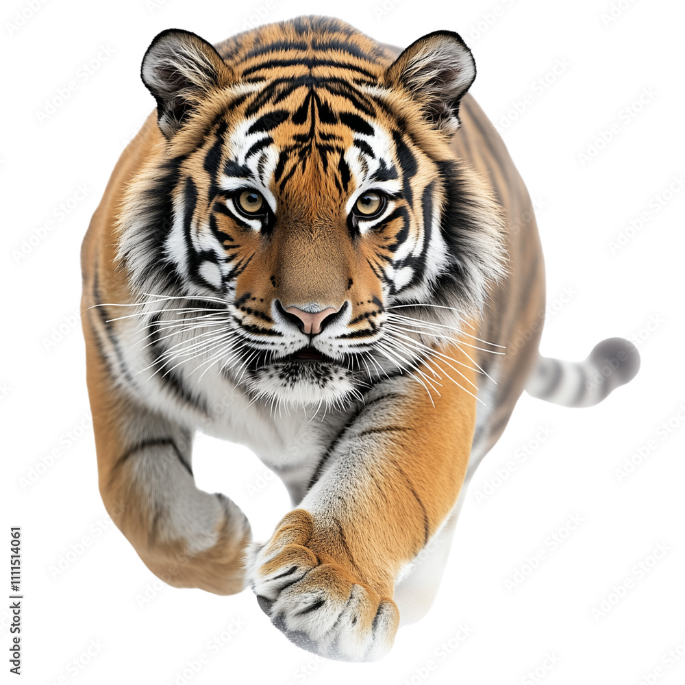 Fototapeta premium Leaping Tiger, Transparent background 