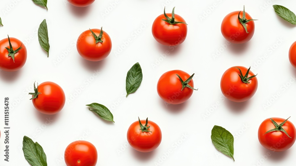 Red tomatoes and basil leaves pattern. (1) Red tomatoes and basil leaves pattern. (1)