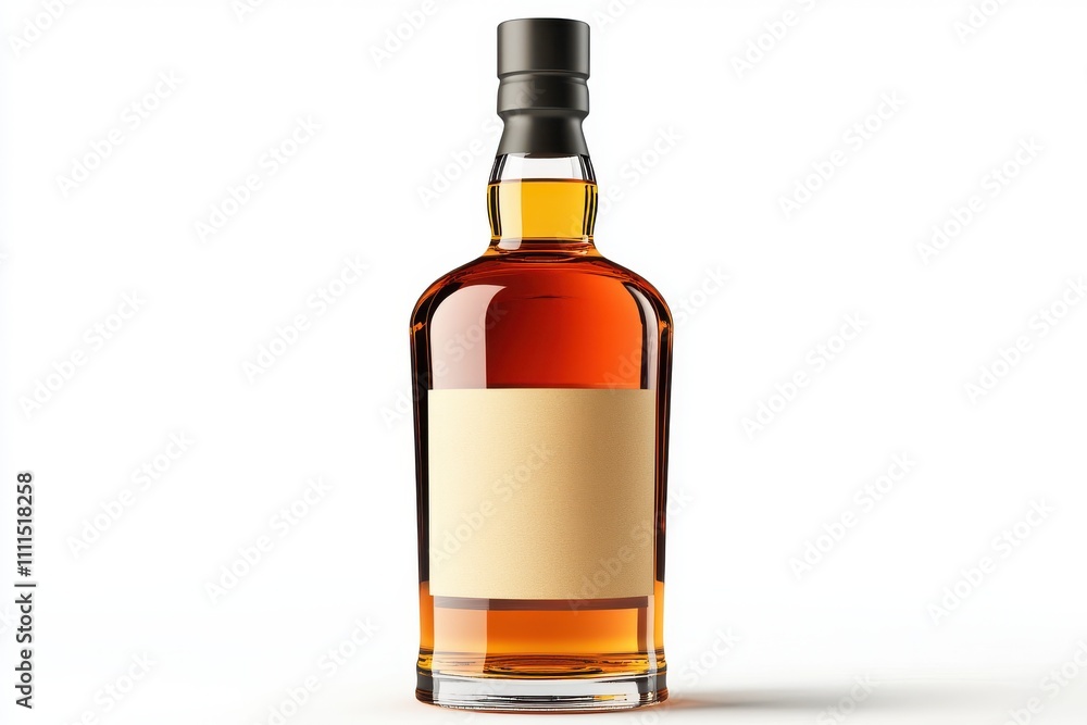 a whiskey bottle with a blank label isolated on white background a whiskey bottle with a blank label isolated on white background
