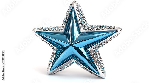 Sparkling Blue Crystal Star Ornament Festive Holiday Decoration