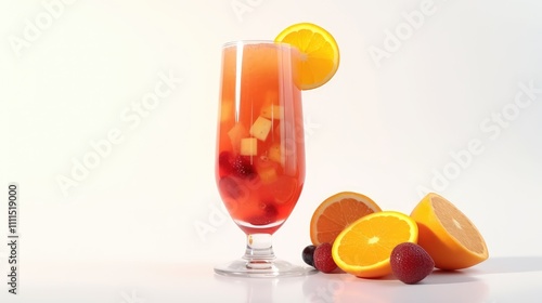 Refreshing fruit punch in tall glass. photo