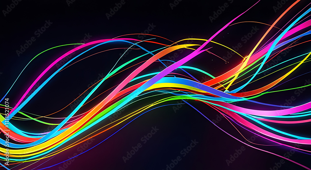 An abstract depiction of sound waves visualized as vibrant, multicolored neon ribbons twisting in a dark space, representing the concept of music in digital art.
An abstract depiction of sound waves visualized as vibrant, multicolored neon ribbons twisting in a dark space, representing the concept of music in digital art.