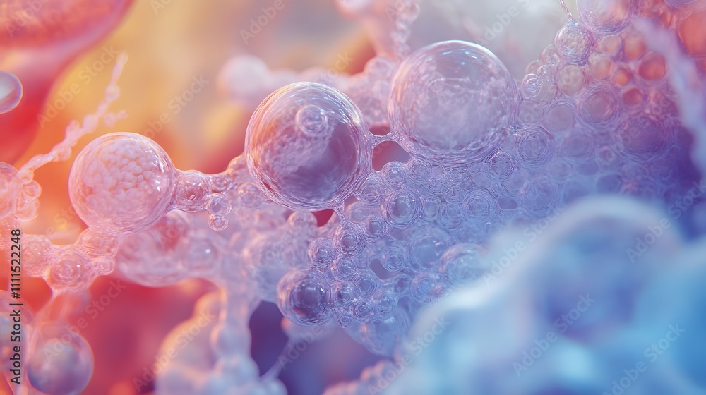Obraz premium Abstract image of iridescent bubbles in a fluid