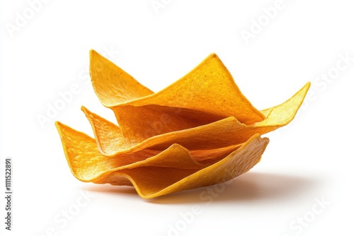 Crispy tortilla chips golden corn texture stacked triangles snack food photography sharp edges