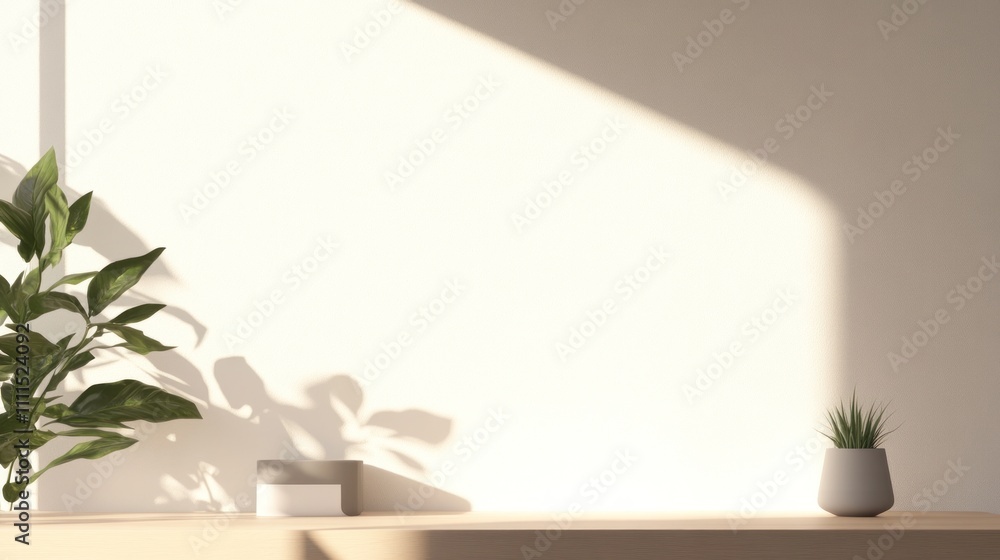 Obraz premium Minimalist interior with plants and natural lighting