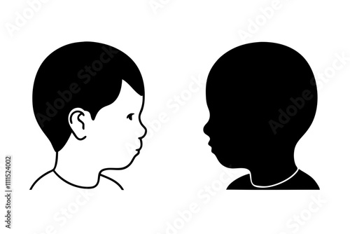 little child side face silhouette vector.