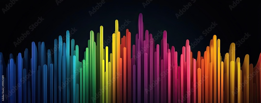 Fototapeta premium Colorful sound wave representation on a dark background.