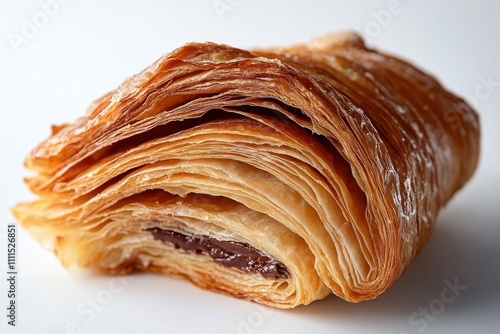 Golden flaky croissant buttery pastry chocolate filled French bakery crisp exterior soft interior