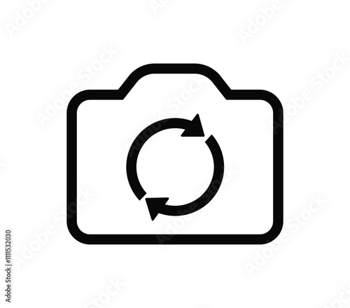 Switch from front to back camera line art vector icon for apps