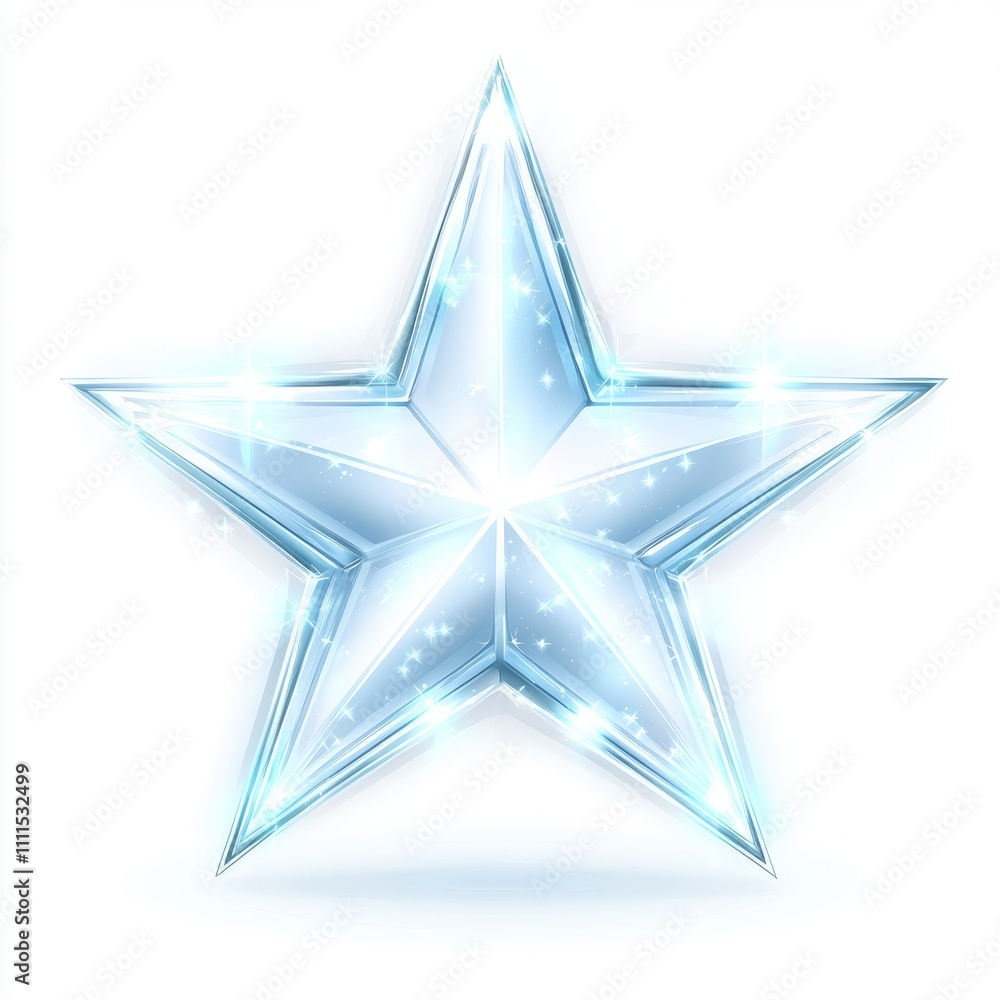 Obraz premium Shiny, five-pointed star with light effects, isolated on white.