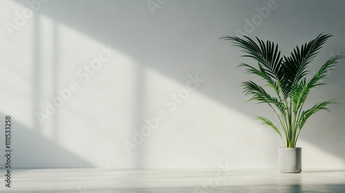 Minimalist Room Interior Design White Wall Plant Sunlight