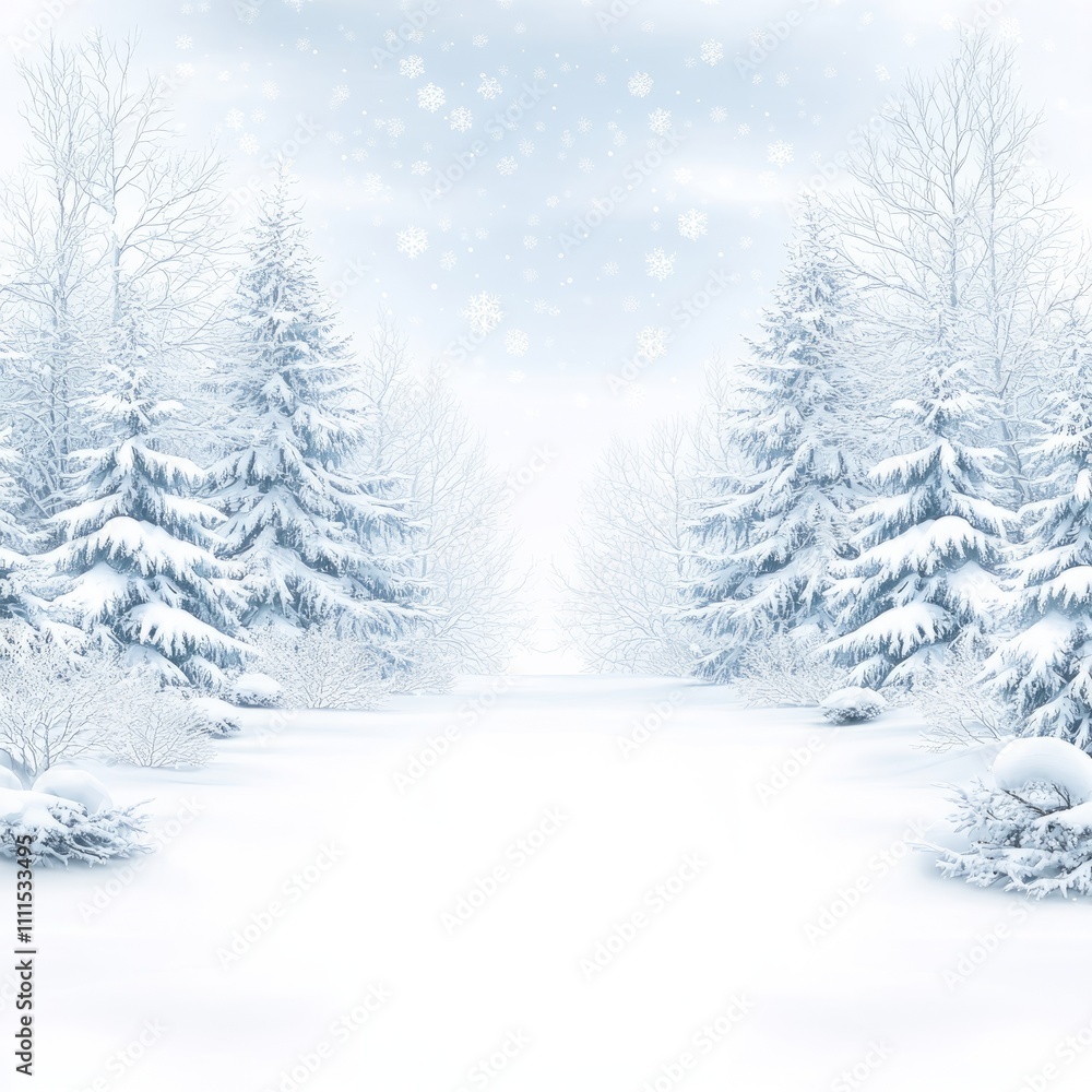 Obraz premium Snowy winter forest path.