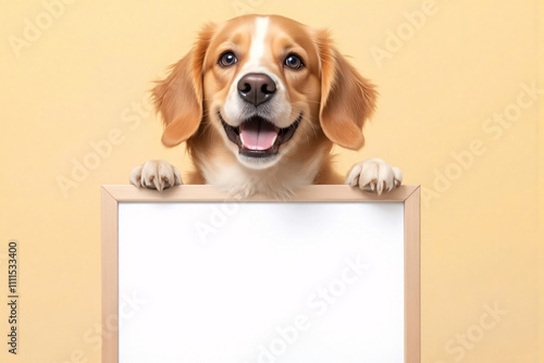 dog holding a sign blank whiteboard