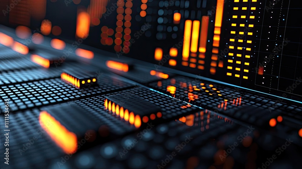 Abstract digital background with glowing lights and graphical elements. Abstract digital background with glowing lights and graphical elements.