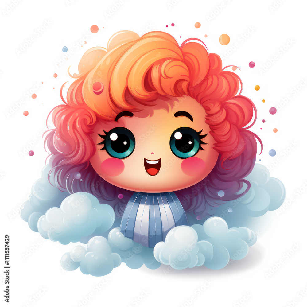 Adorable kawaii style rainbow with big innocent eyes By Generated AI Adorable kawaii style rainbow with big innocent eyes By Generated AI