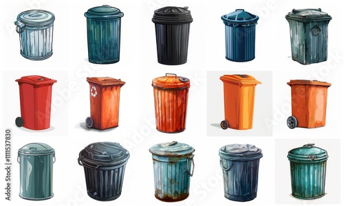 Wallpaper Mural set of trash can Torontodigital.ca