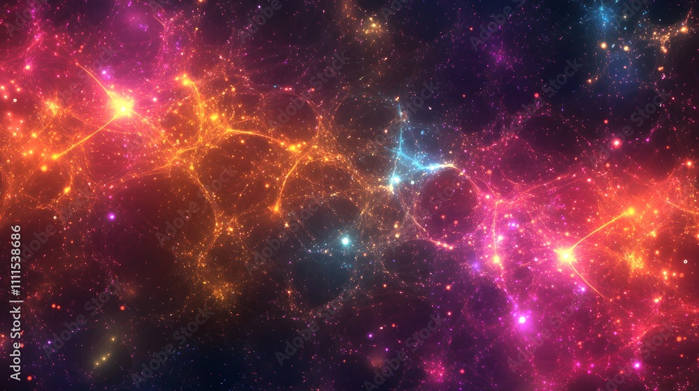 Fototapeta premium Vibrant Nebula Cosmic Energy Flashes Across Space