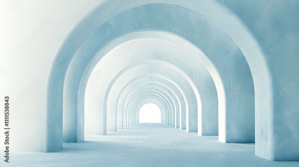 Serene Blue Archway Corridor Leading To Light Serene Blue Archway Corridor Leading To Light
