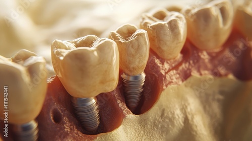 Dental Implants in Human Jawbone Illustration photo