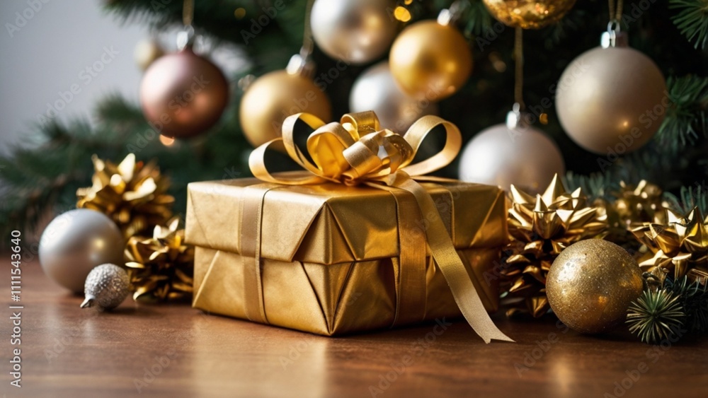 A Gold Gift With A Gold Ribbon On It A Gold Gift With A Gold Ribbon On It