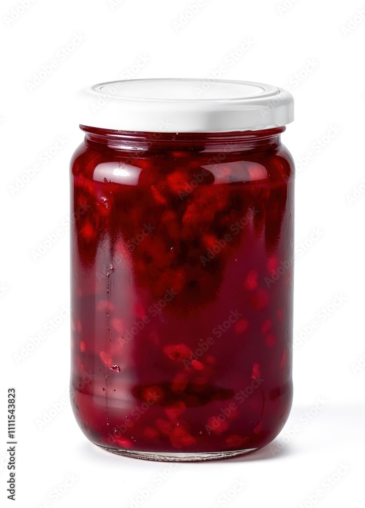 Gourmet Indulgence: Rich Raspberry Jam in a Clear Glass Jar Gourmet Indulgence: Rich Raspberry Jam in a Clear Glass Jar