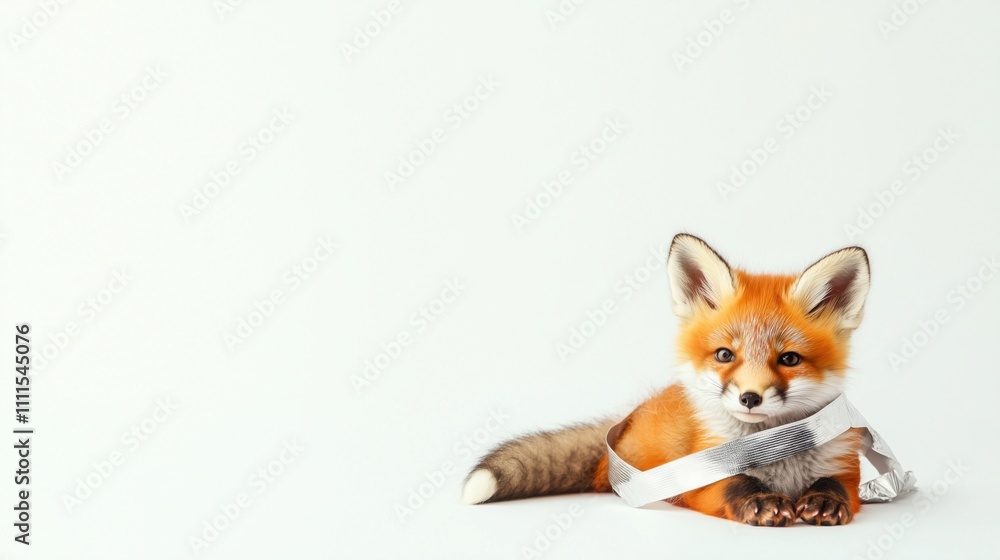Bound Fox Cub on White Background - Cinematic Soft Focus Bound Fox Cub on White Background - Cinematic Soft Focus